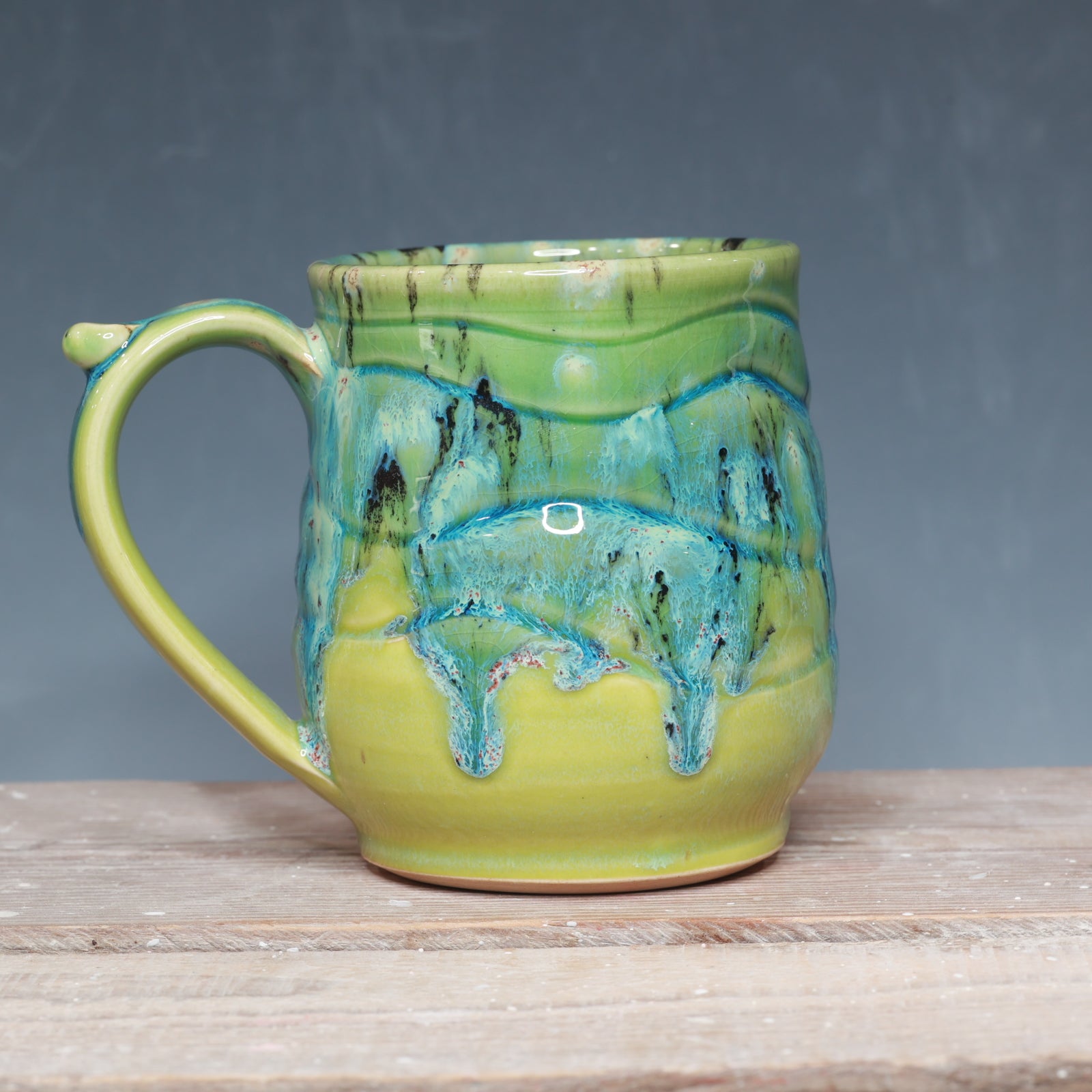 Aurora Green and Green Opal mug 17-19 oz.