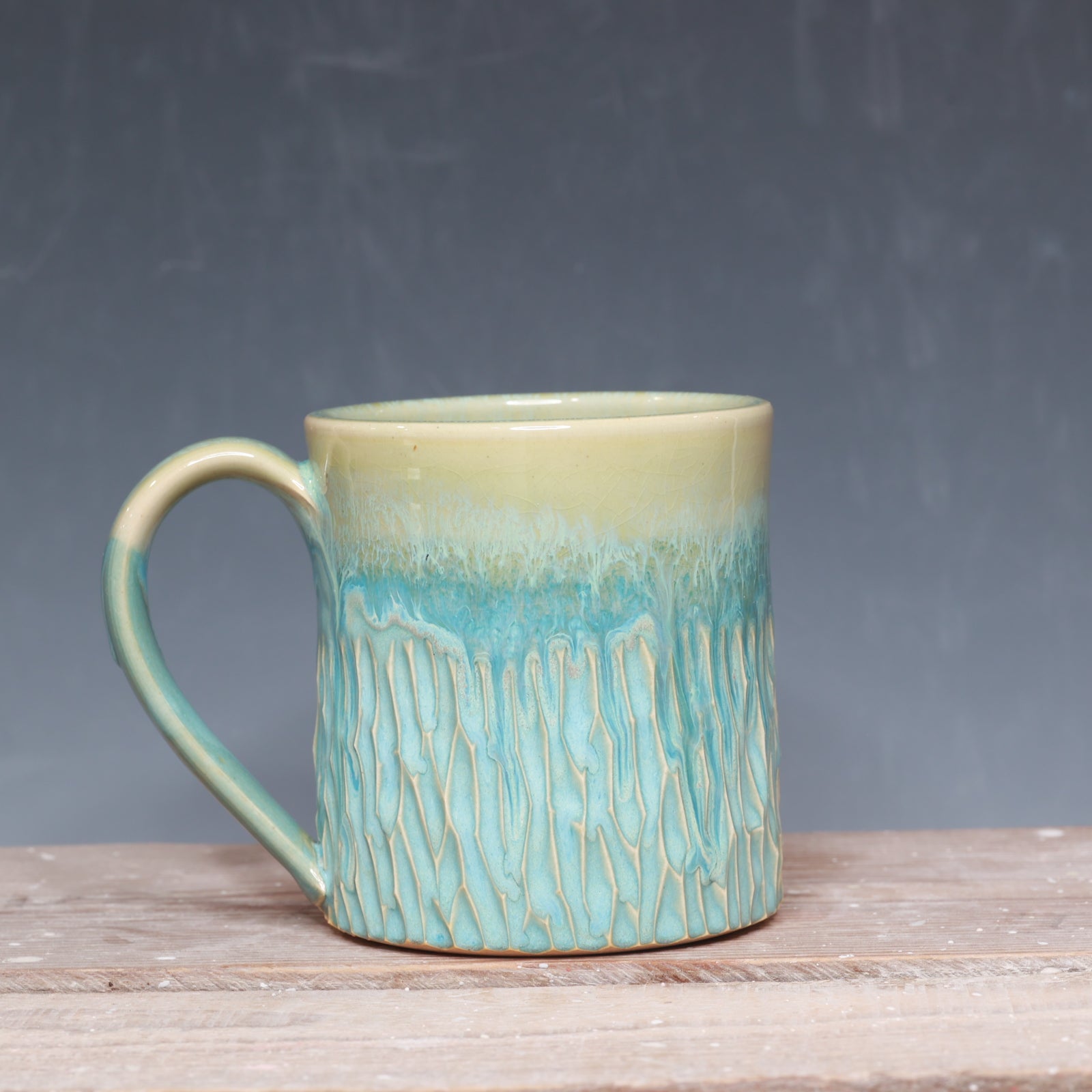 Norse Blue Carved mug 13-15 oz.