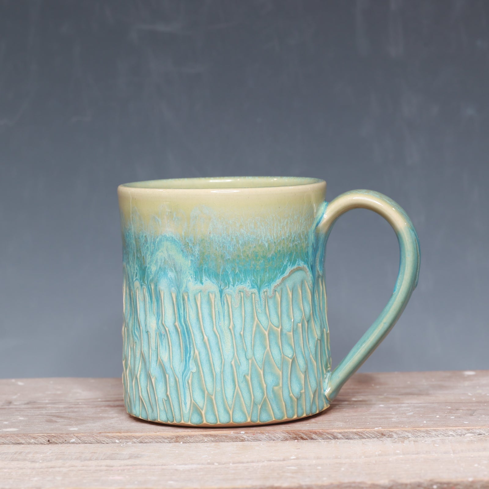 Norse Blue Carved mug 13-15 oz.