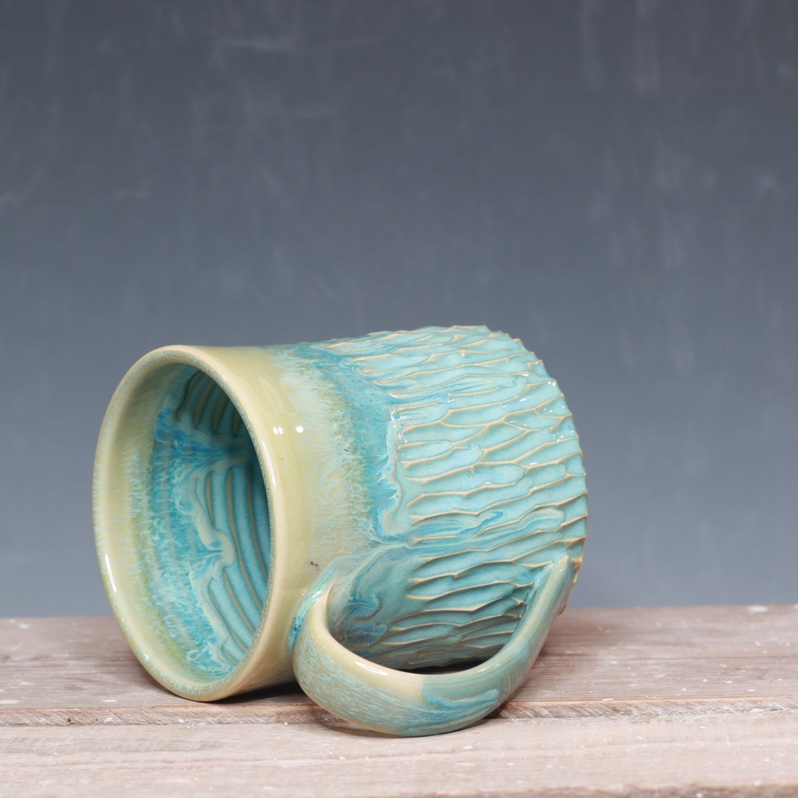 Norse Blue Carved mug 13-15 oz.