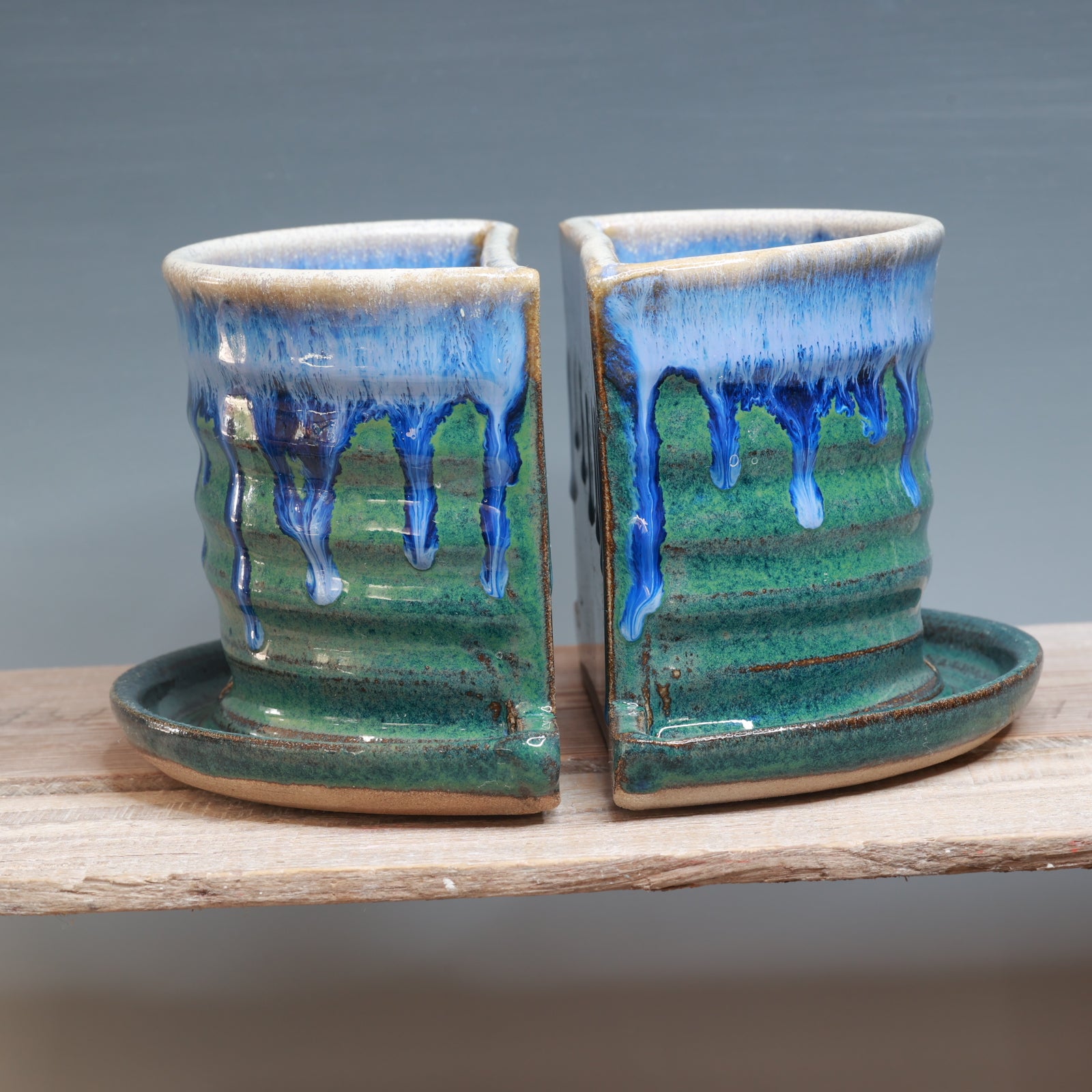 Blue Surf Bookend Planters