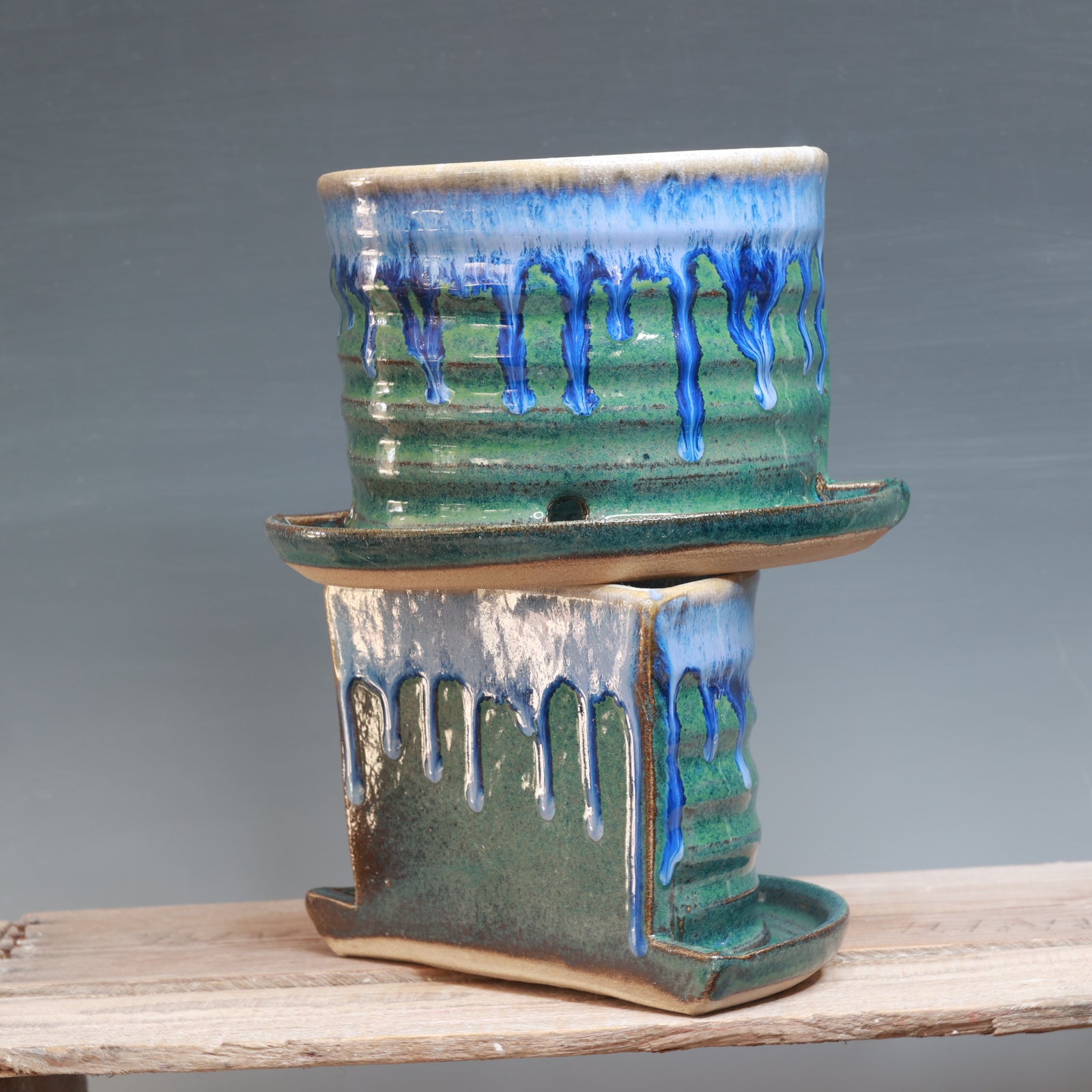 Blue Surf Bookend Planters