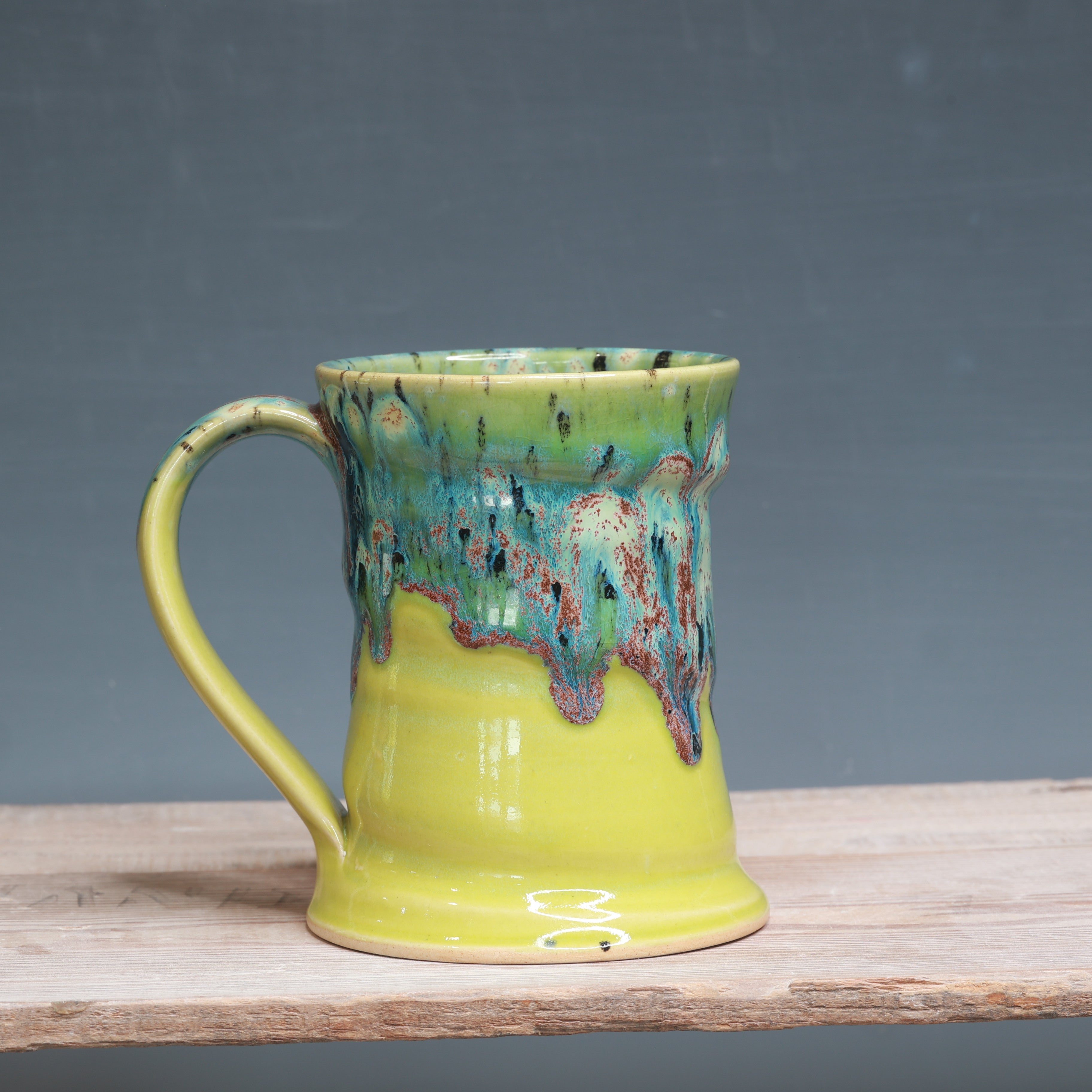 Aurora Green and Green Opal mug 16-18 oz.