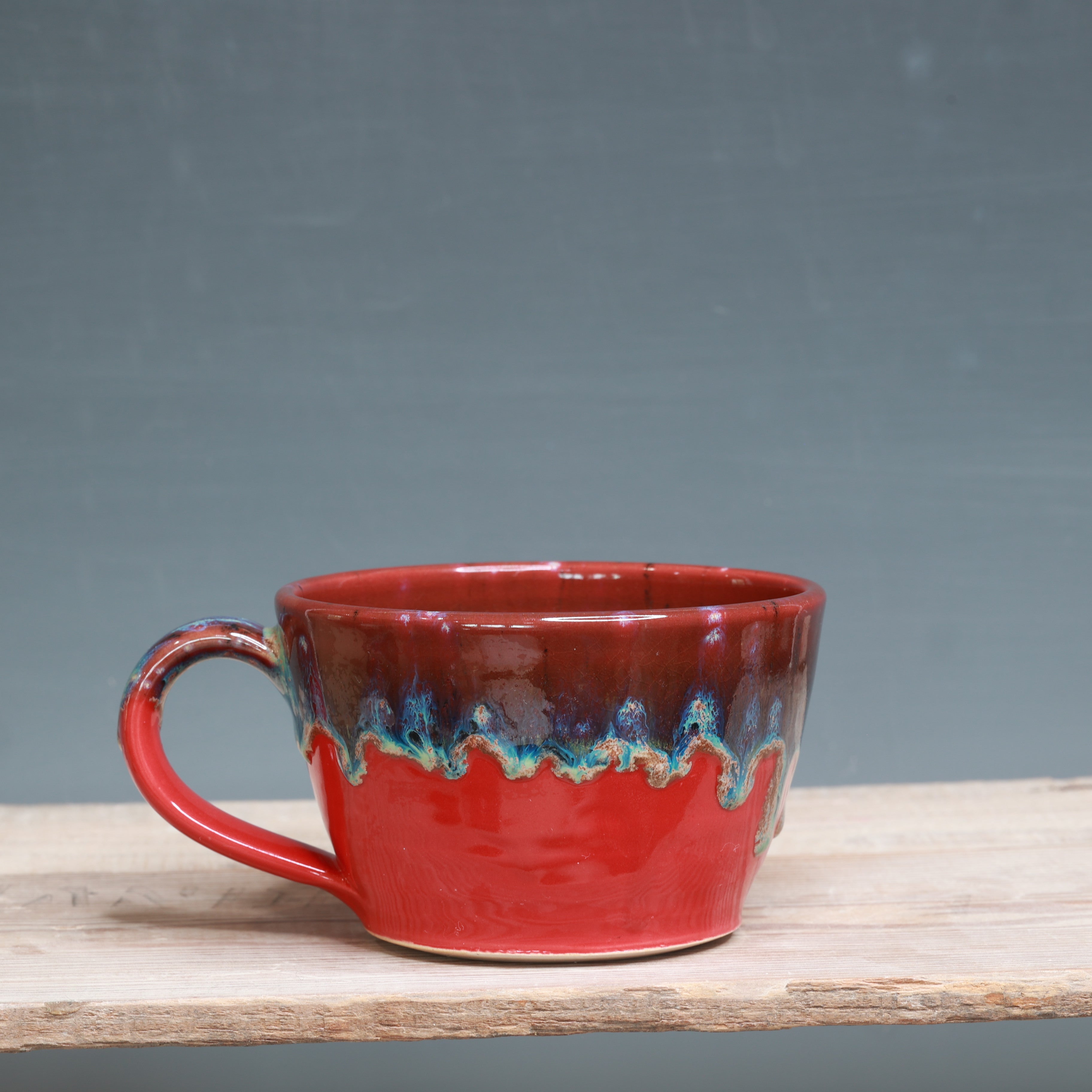 Aurora Green over Red mug 13 oz.