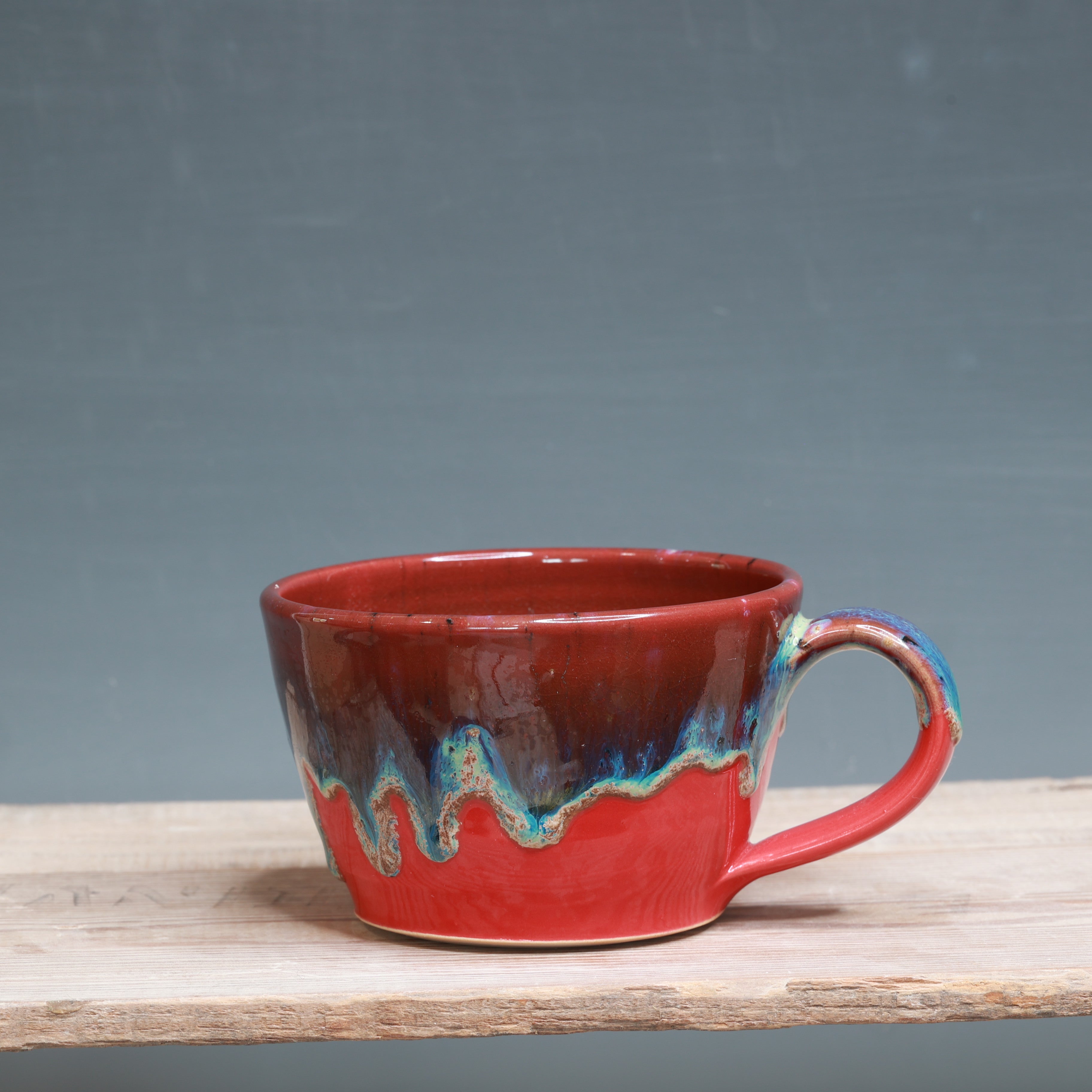 Aurora Green over Red mug 13 oz.