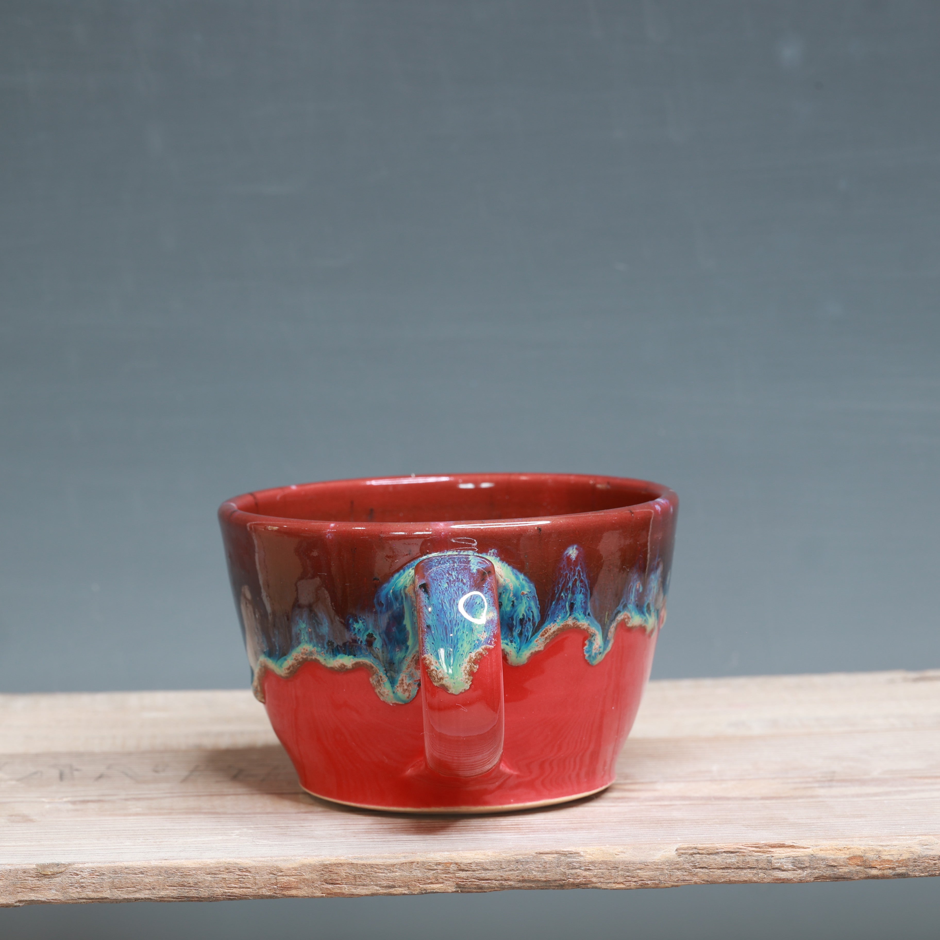Aurora Green over Red mug 13 oz.