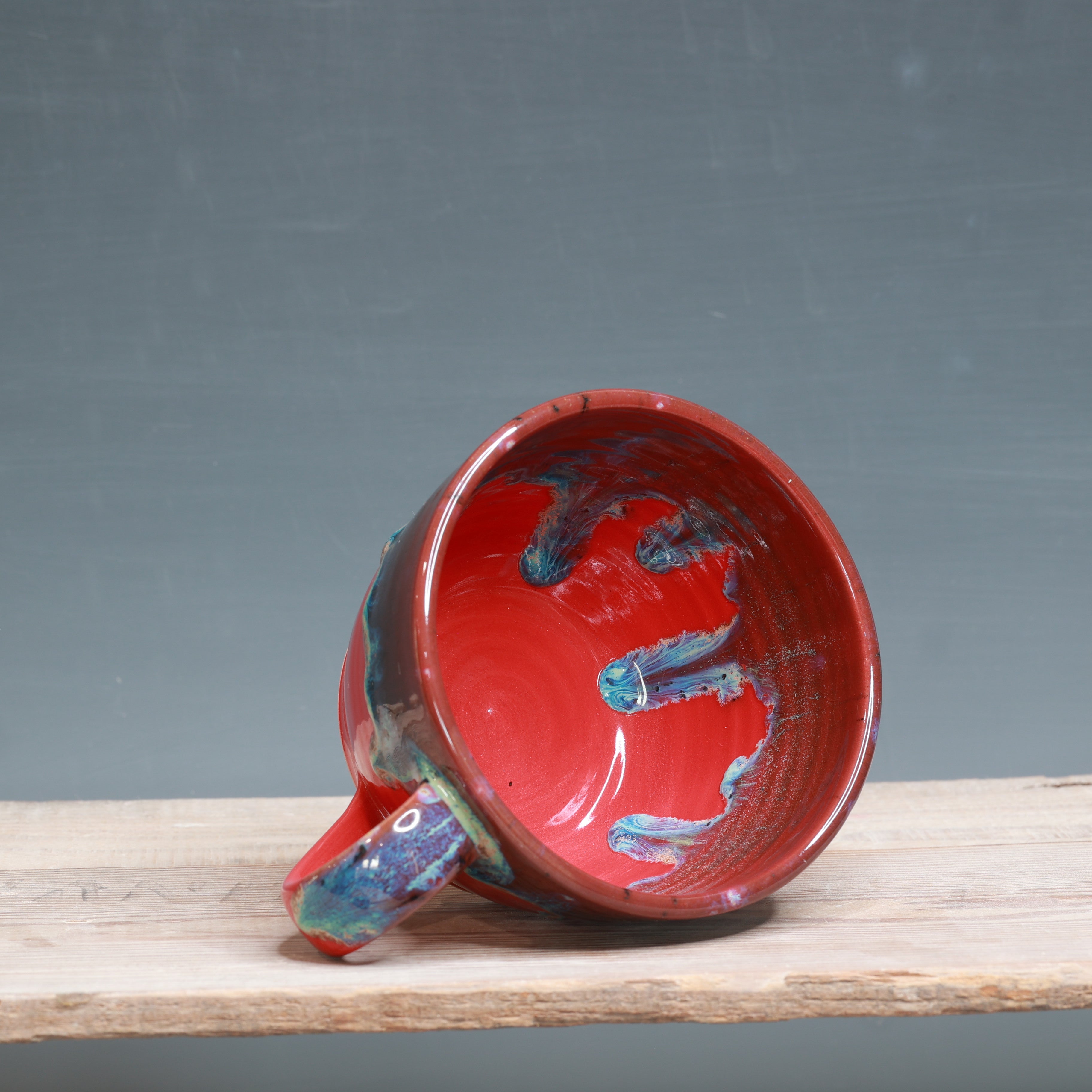 Aurora Green over Red mug 13 oz.