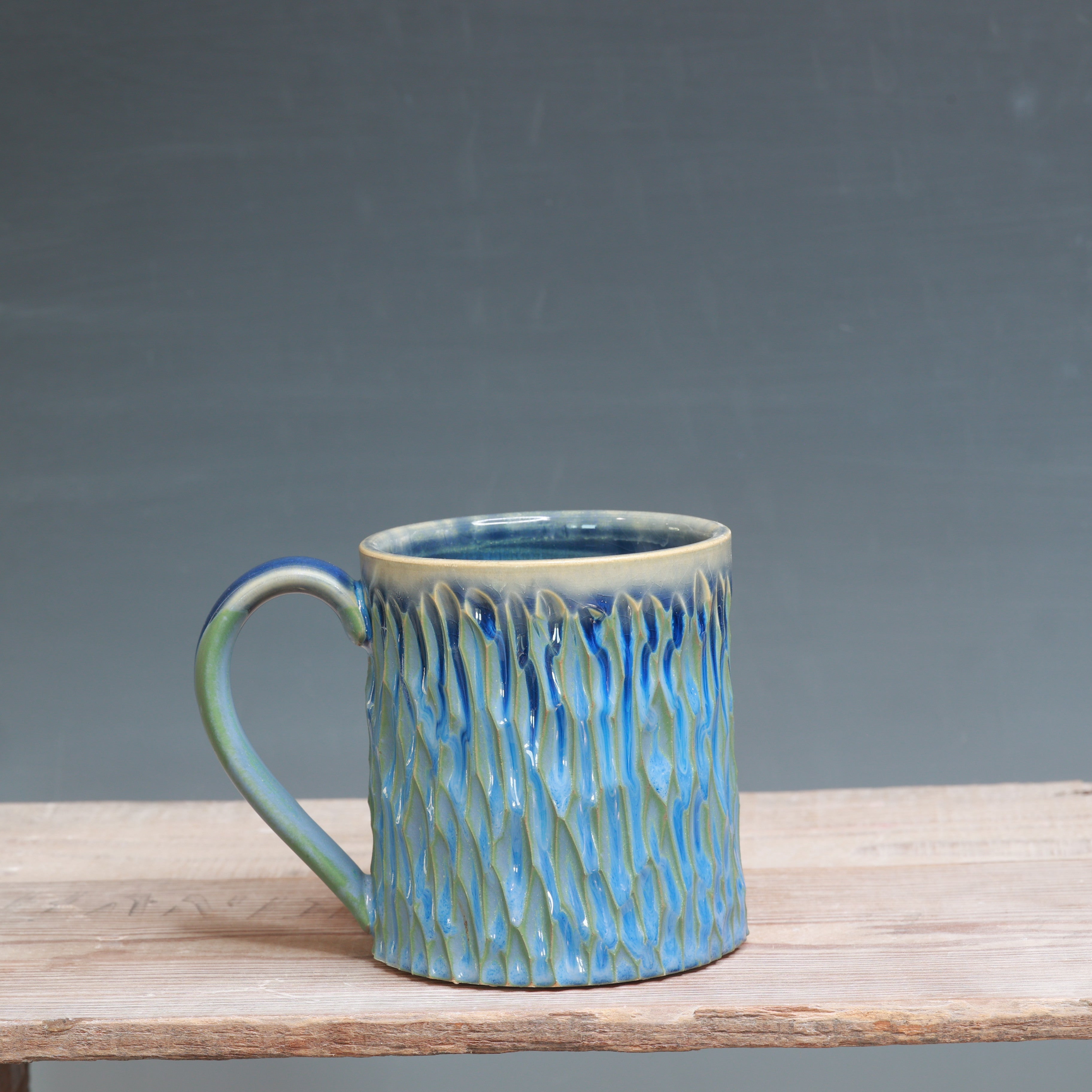 Capri Blue Carved Mug - 15 oz