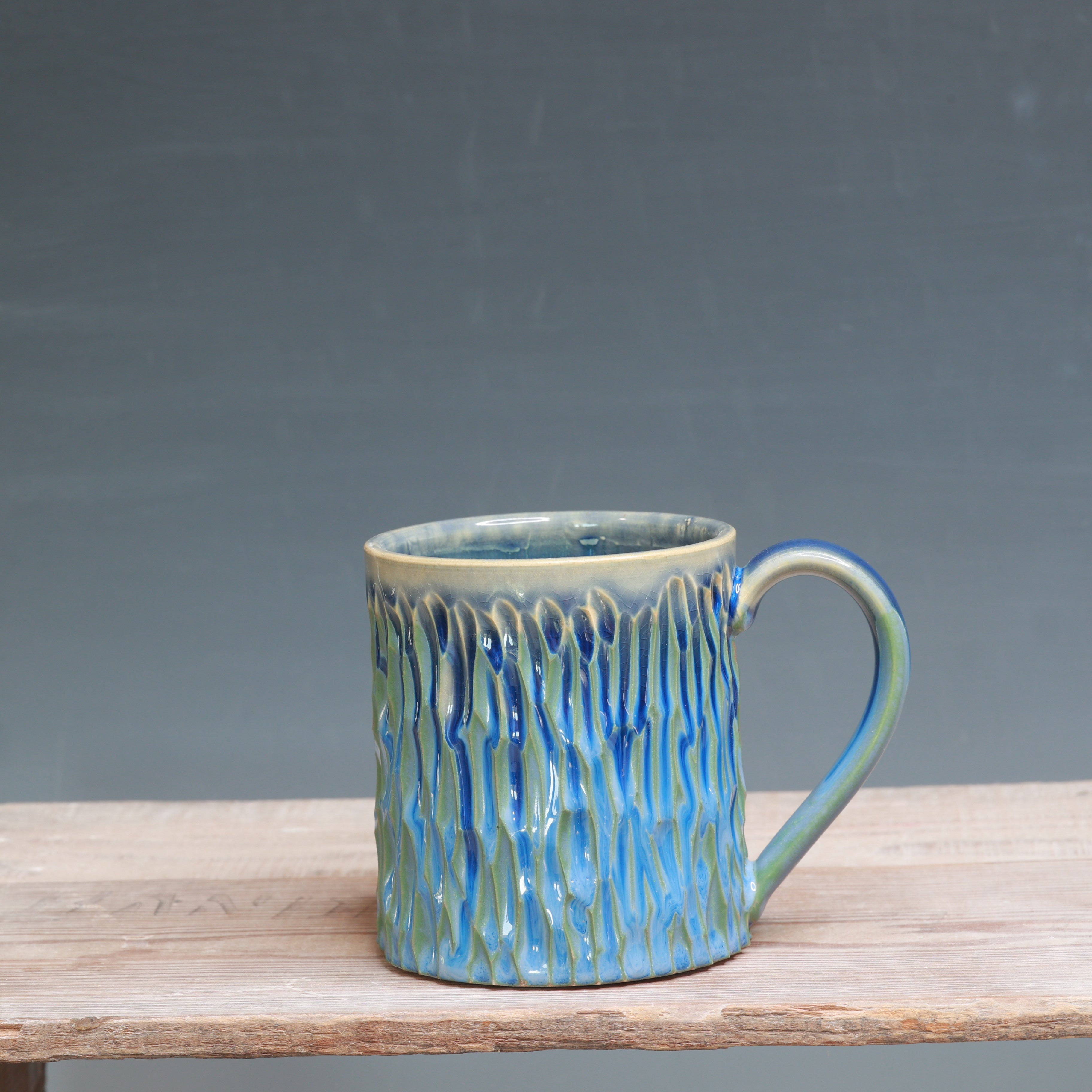 Capri Blue Carved Mug - 15 oz