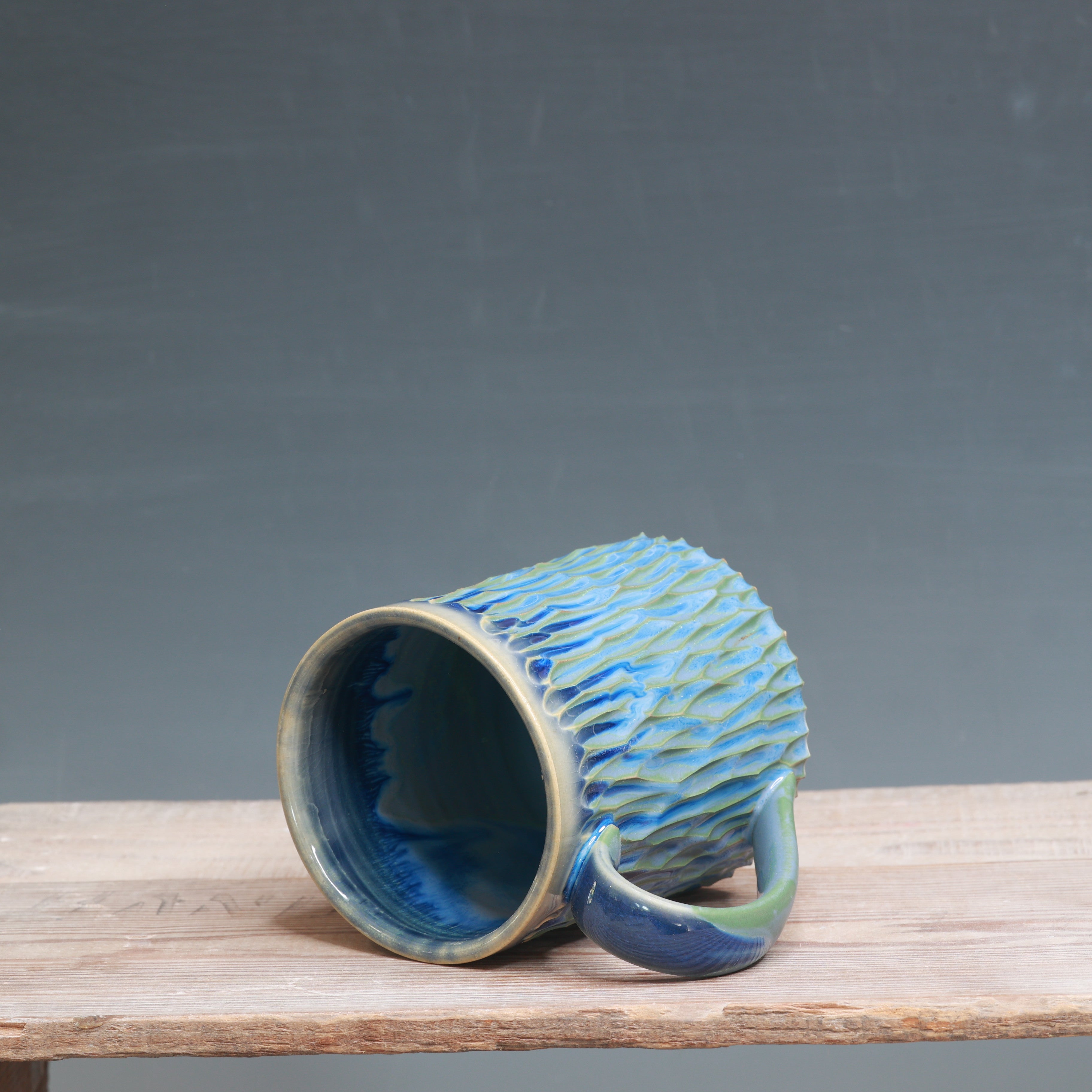 Capri Blue Carved Mug - 15 oz
