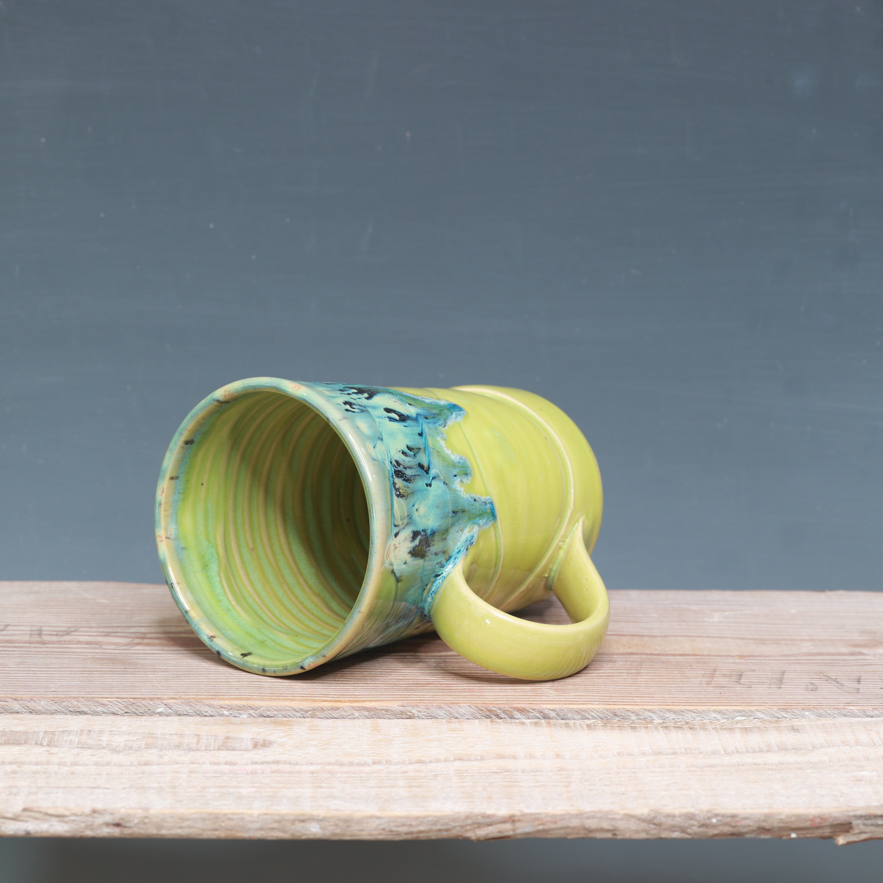 Wonky Aurora Green over Green Opal Mug 14 oz.