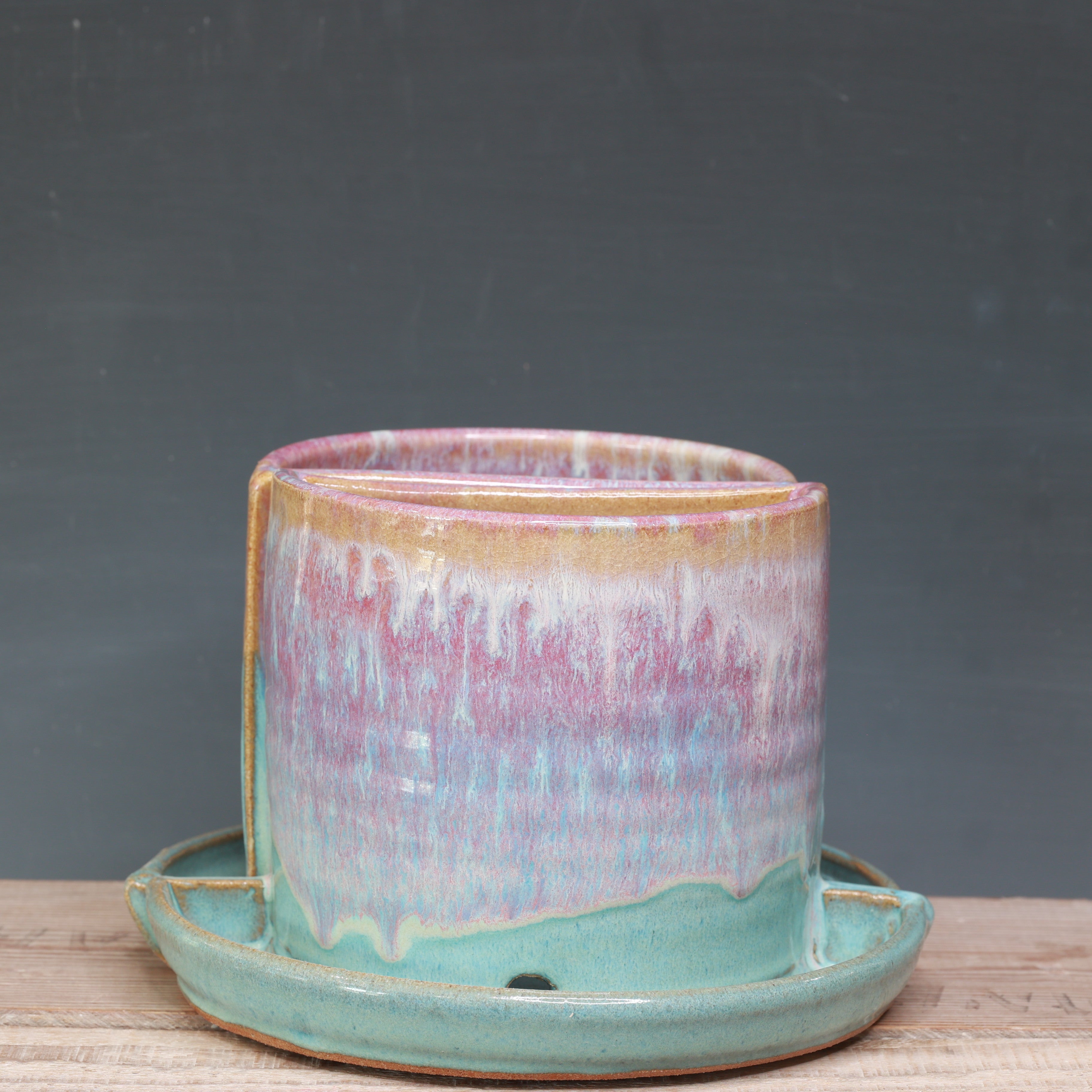 Raspberry Mist and Norse Blue Bookend Planters