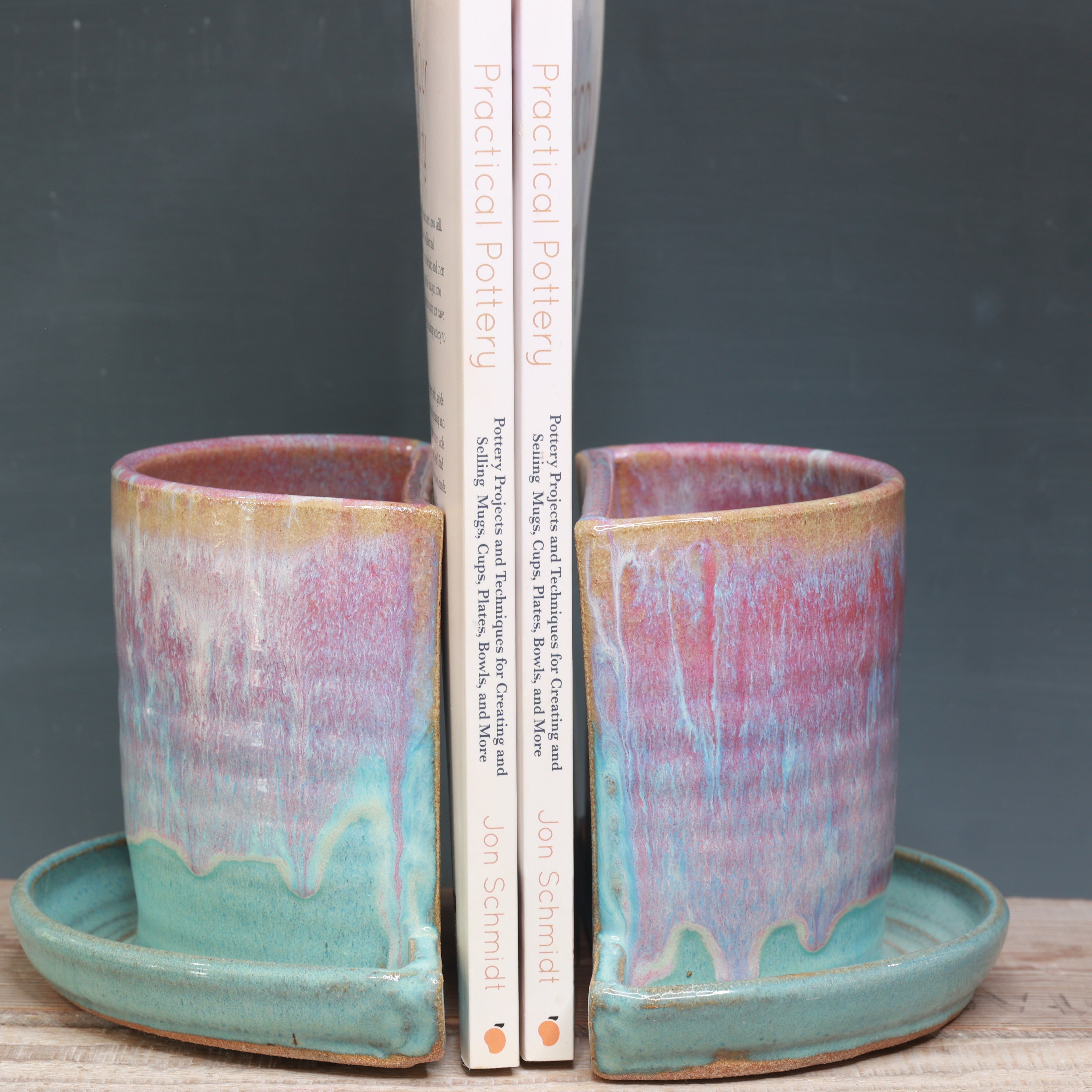 Raspberry Mist and Norse Blue Bookend Planters