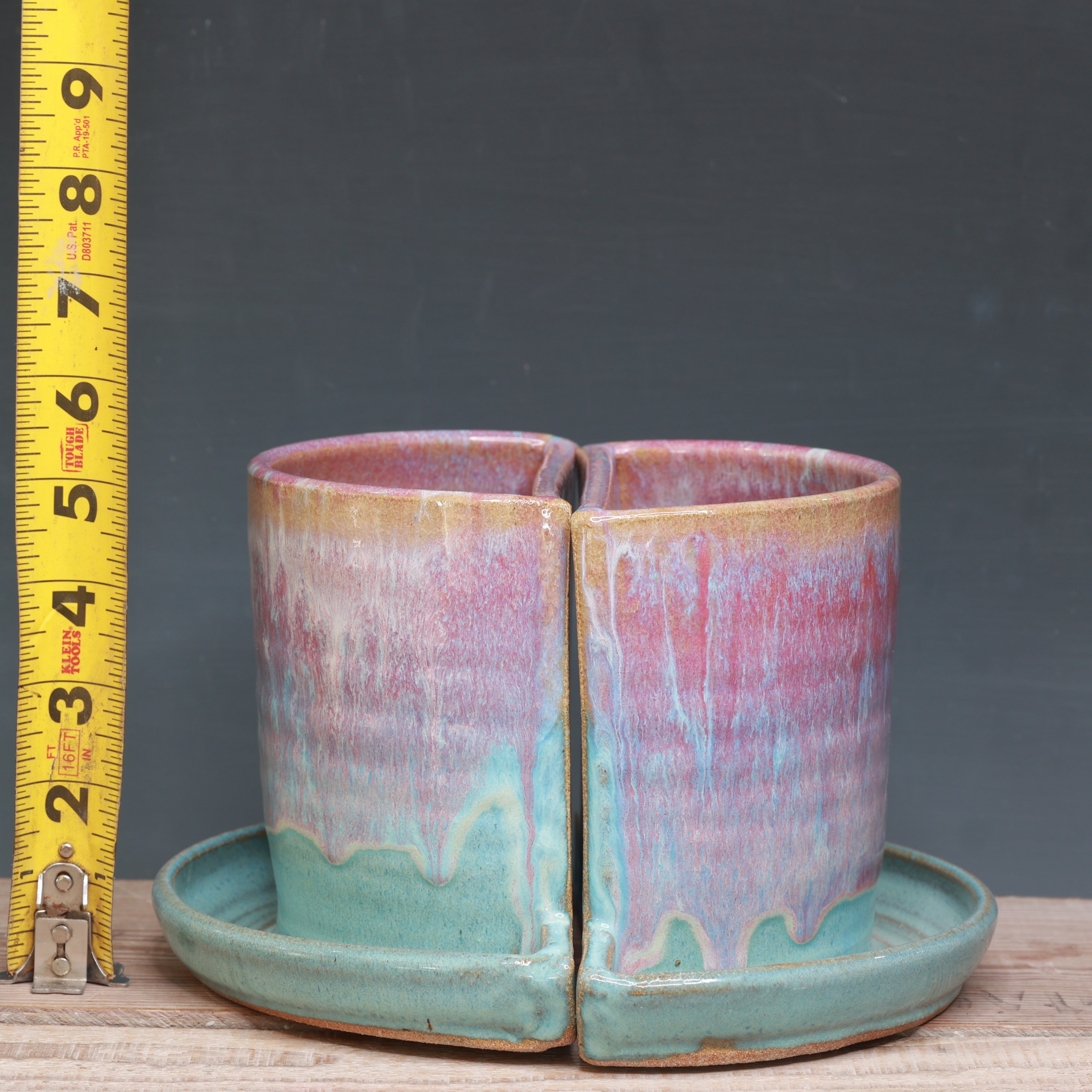 Raspberry Mist and Norse Blue Bookend Planters