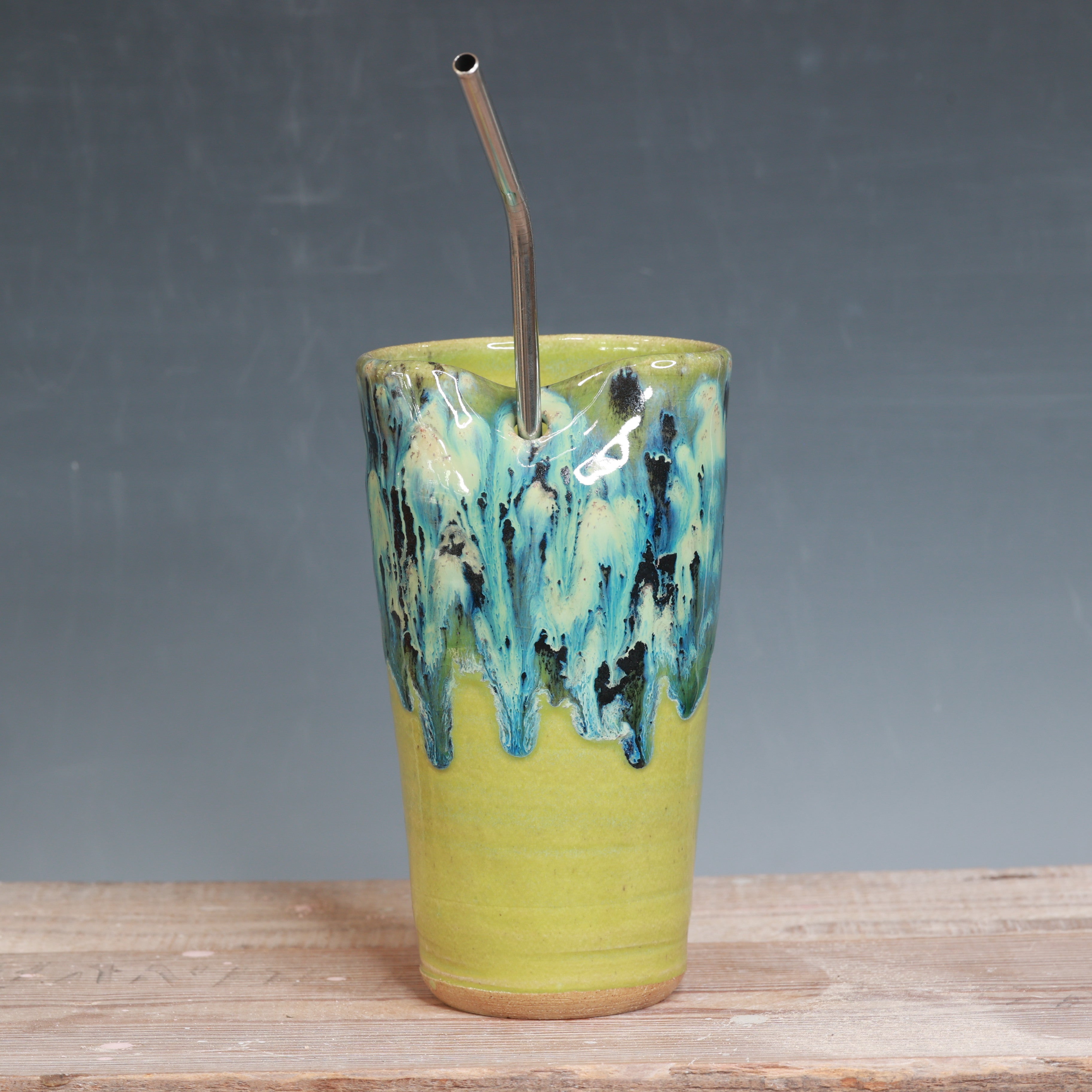 Aurora Green and Green Opal Straw Cup 18 oz.