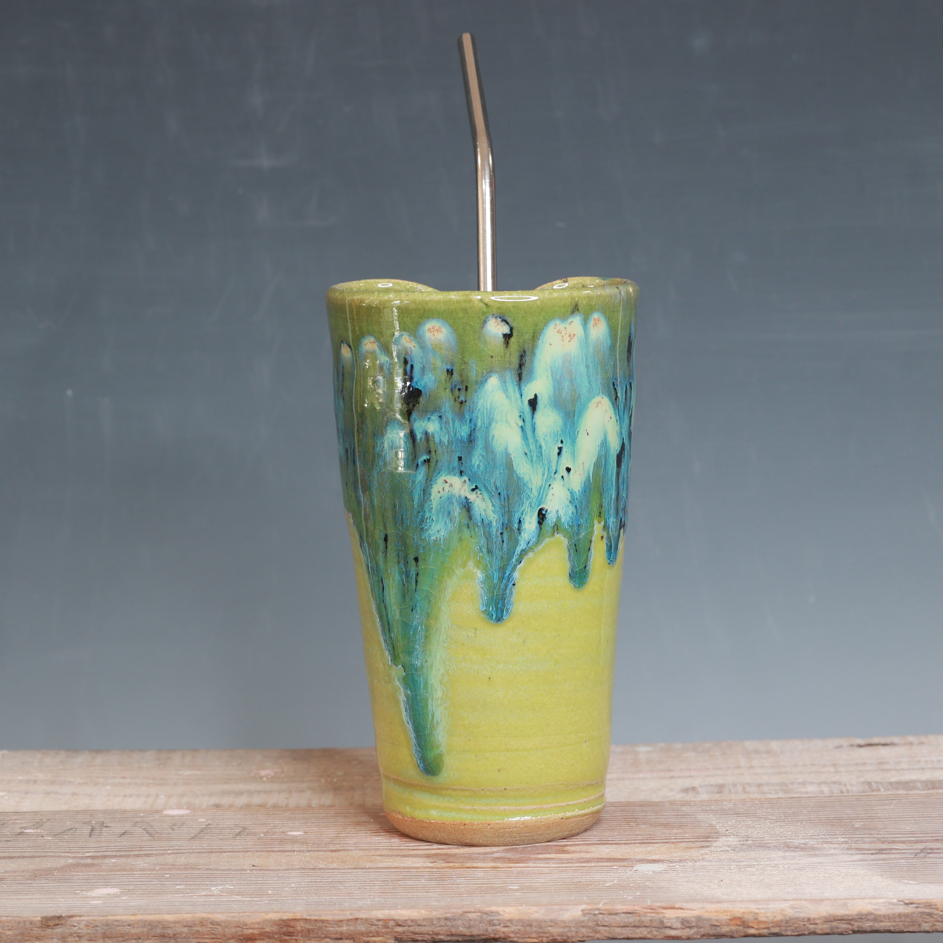Aurora Green and Green Opal Straw Cup 18 oz.