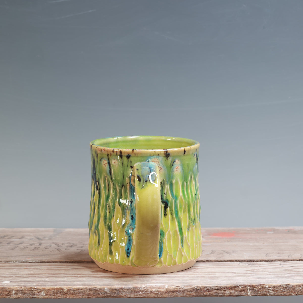 Aurora Green and Green Opal Carved Mug 16-17 oz.