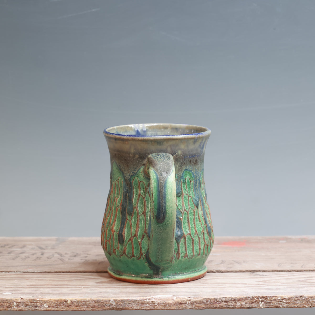 Satin Patina Carved Mug 13 oz.