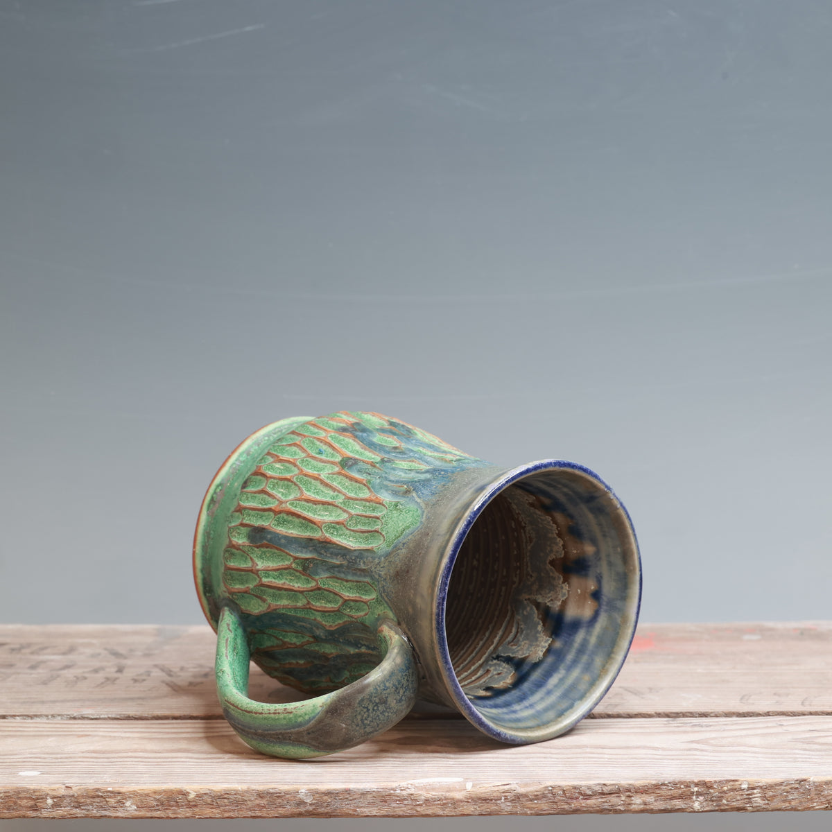 Satin Patina Carved Mug 13 oz.