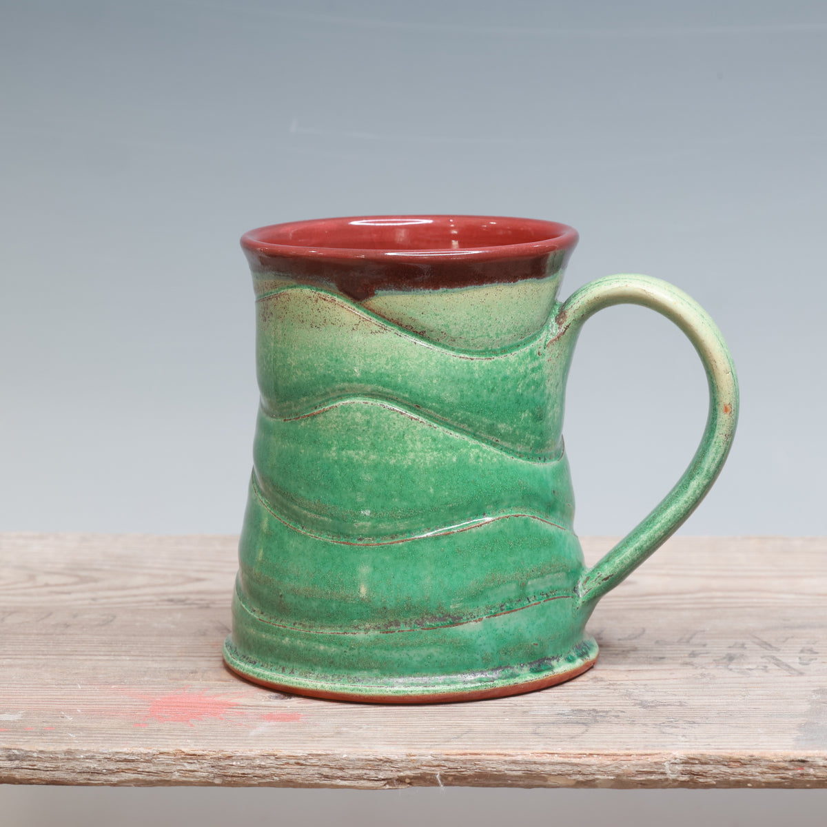 Satin Patina and Red Gloss Mug 16 oz.