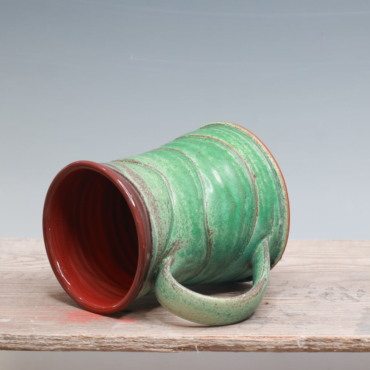 Satin Patina and Red Gloss Mug 16 oz.