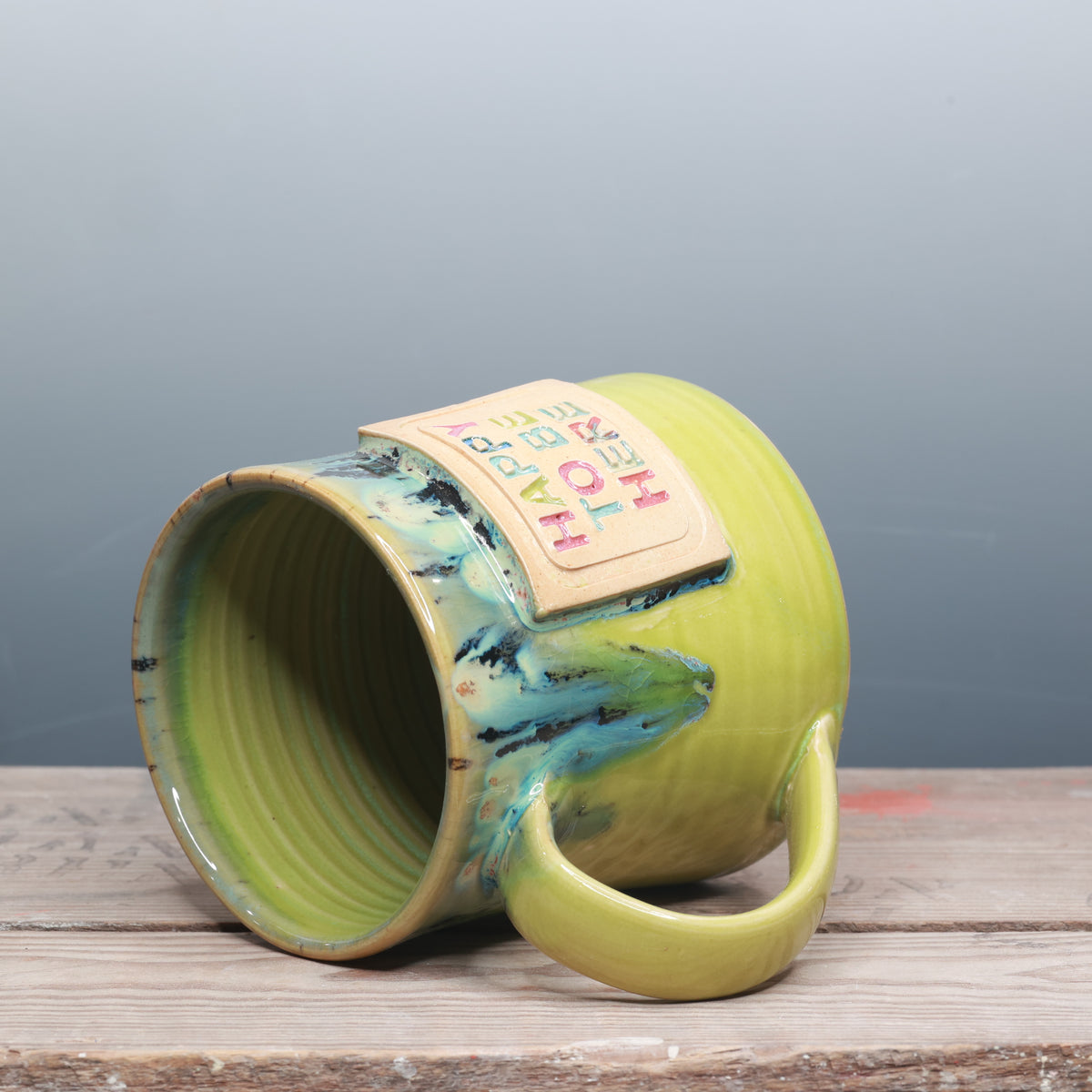 Aurora Green and Green Opal Happy to be Here Mug 16-18 oz.