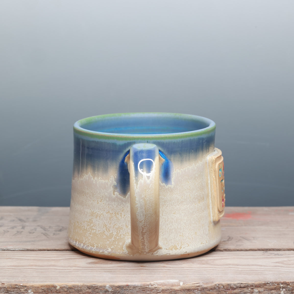 Capri Blue and Alabaster Happy to be Here Mug 18 oz.