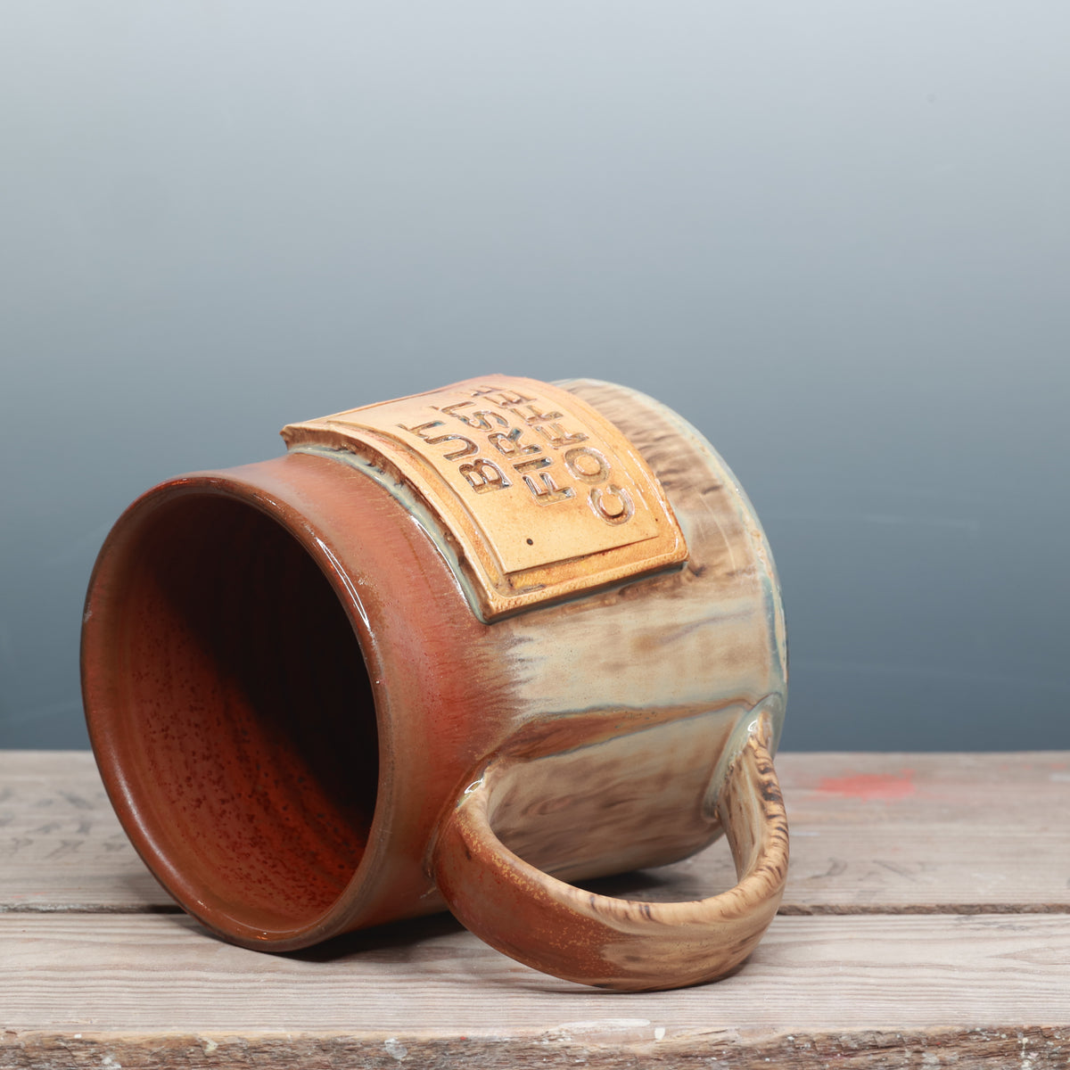 Sandstone and Copper Float But First Coffee Mug 17 oz.