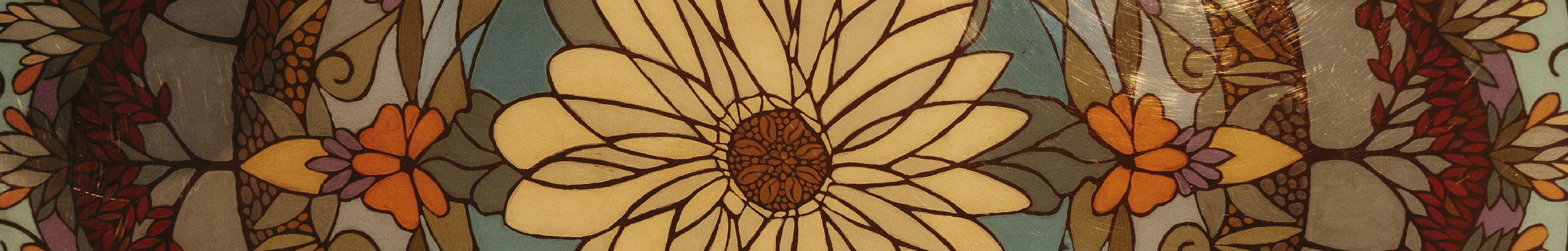 Detail of a hand painted tabletop